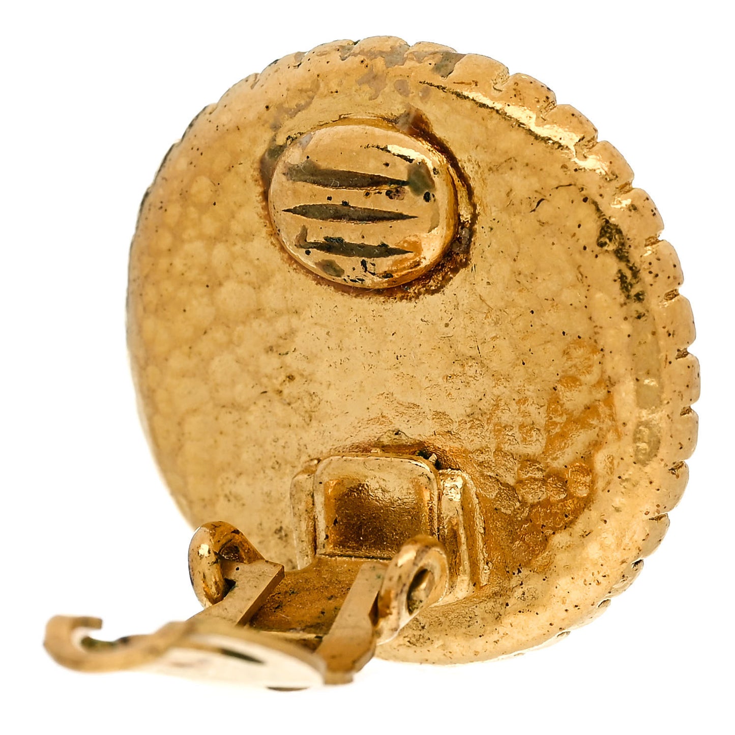 Round CC Clip On Earrings Gold