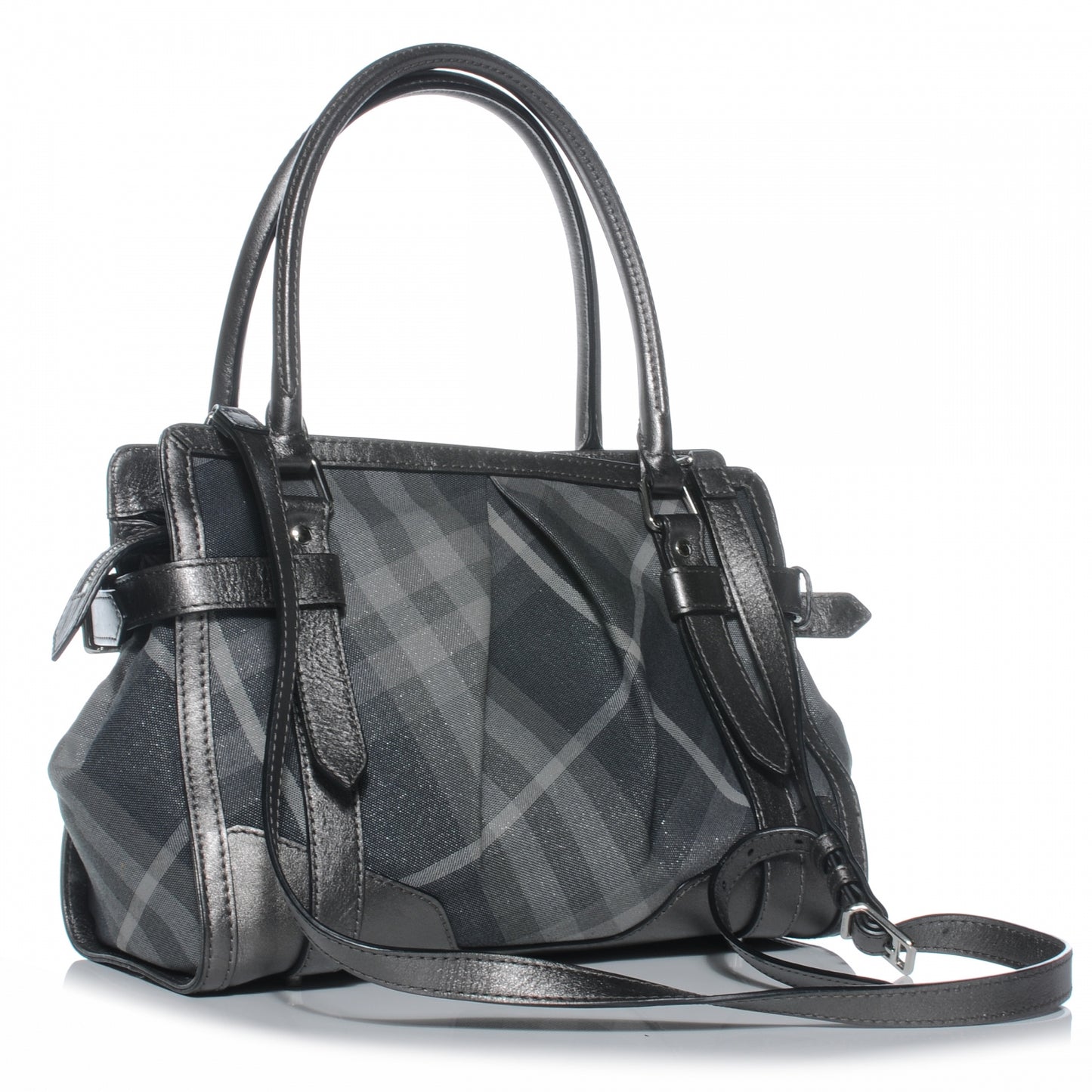 Leather Shimmer Check Tote