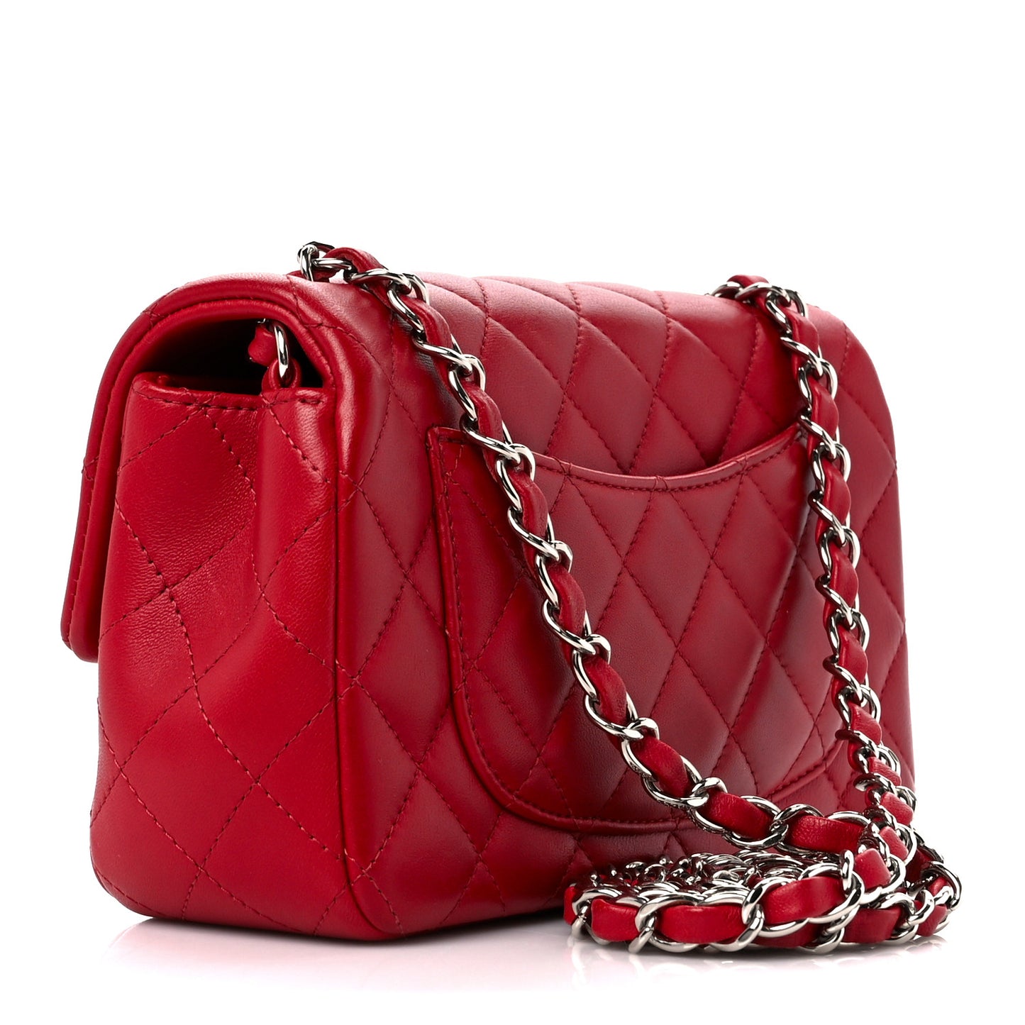 Lambskin Quilted Mini Rectangular Flap Red