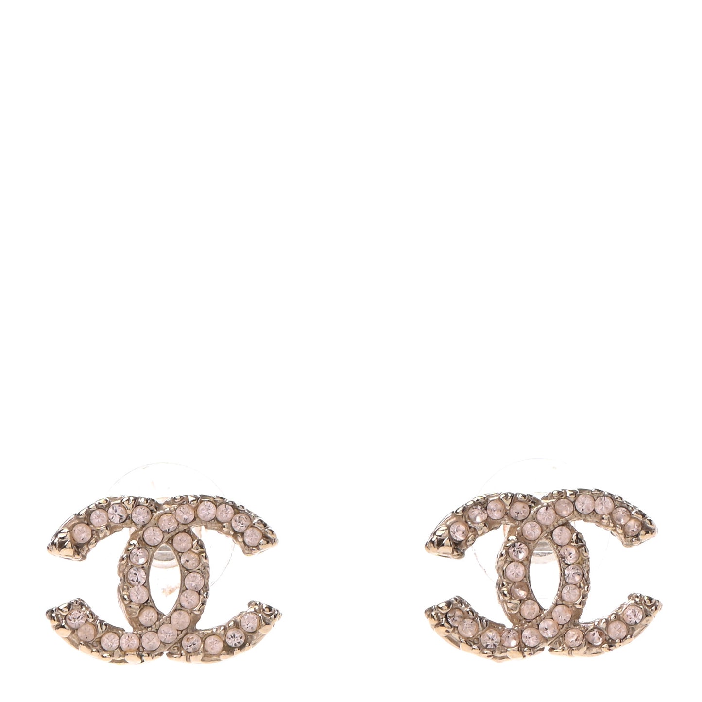 Crystal Enamel CC Earrings Gold Pink