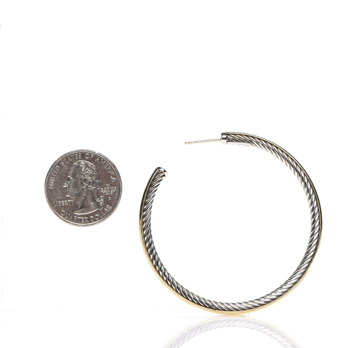 Sterling Silver 18K Yellow Gold 56mm Extra Large Cable Hoop Earrings