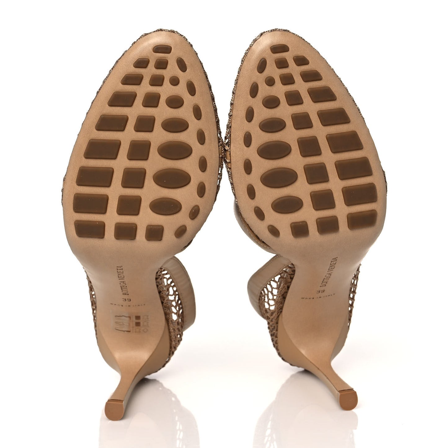 Mesh Nappa Chunky Chain Sandals 39 Beige Pony