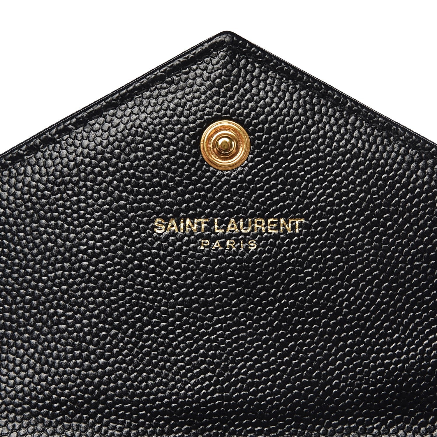 Saint Laurent Grain De Poudre Matelasse Chevron Small Monogram Envelope Wallet Black 6 of 8