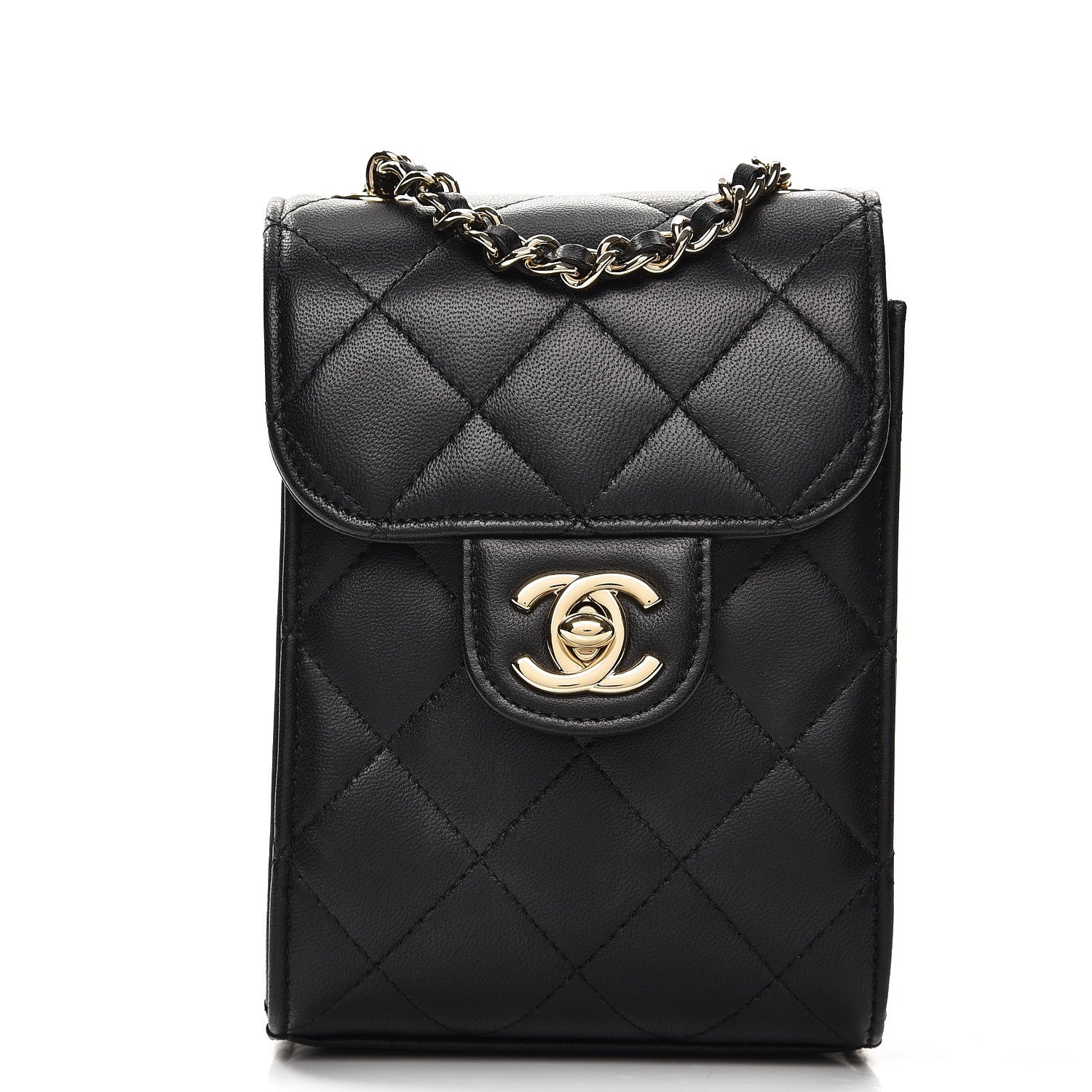 Chanel Lambskin Quilted Extra Mini Wallet On Chain WOC Black 1 of 8