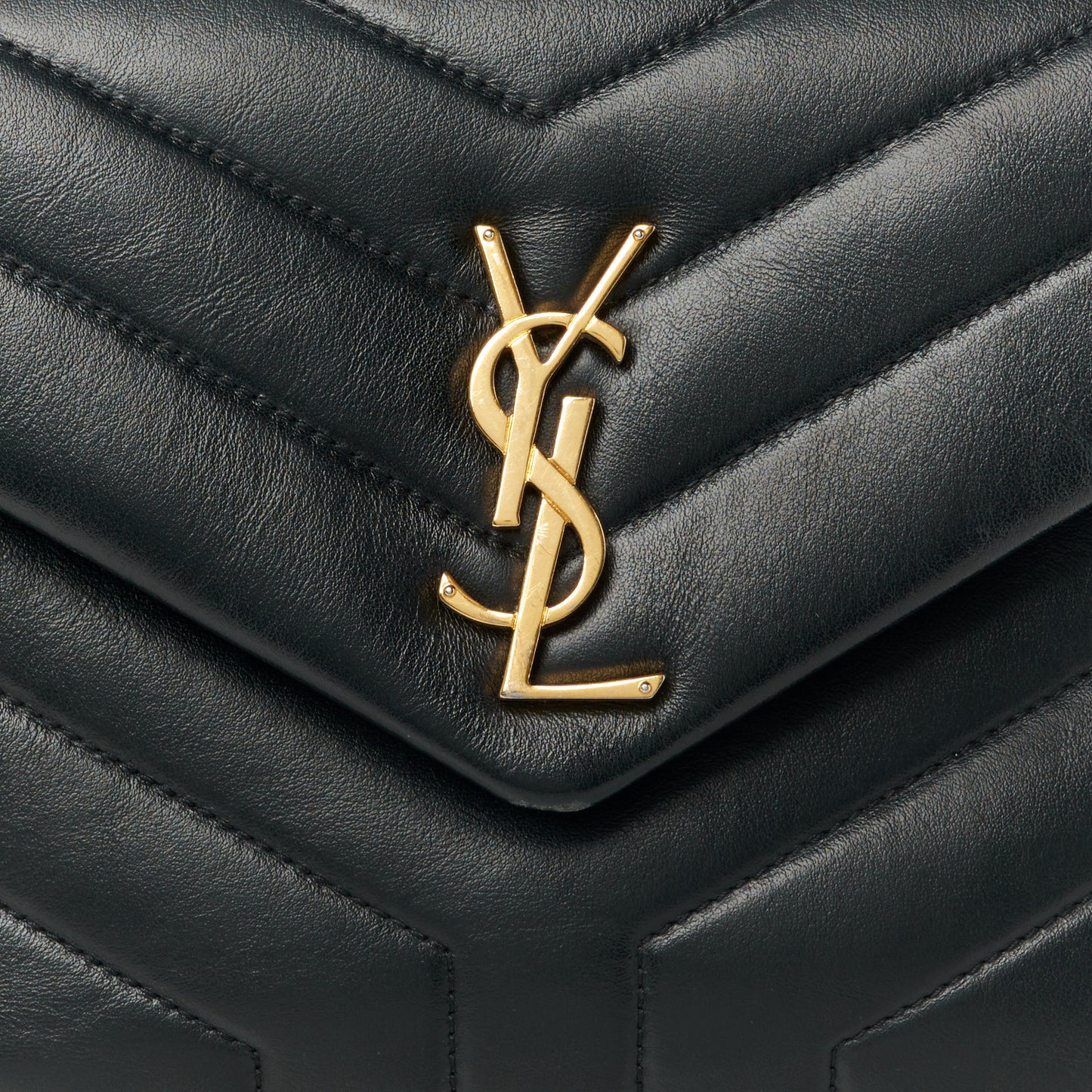 Calfskin Y Quilted Monogram Small Loulou Chain Satchel Black