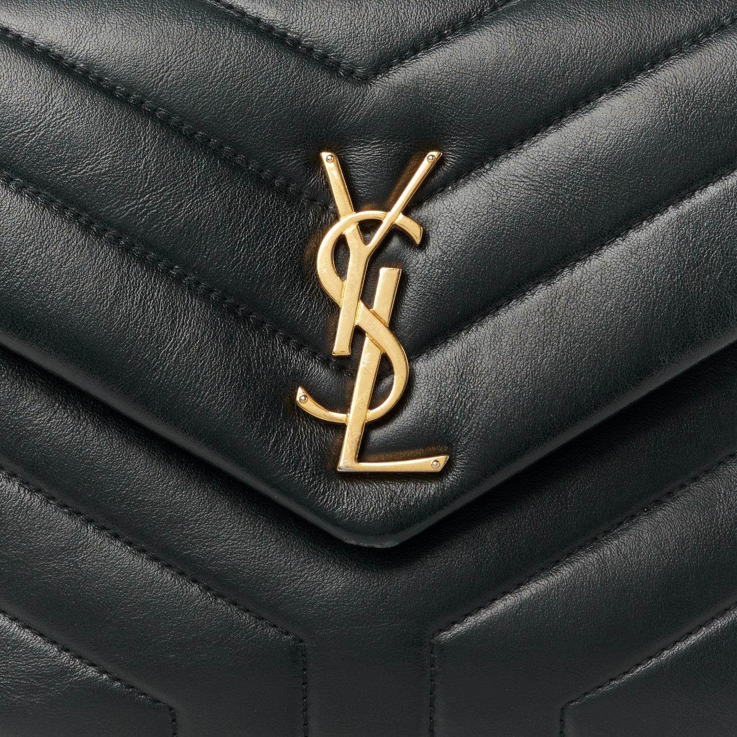 Saint Laurent Calfskin Y Quilted Monogram Small Loulou Chain Satchel Black 9 of 11