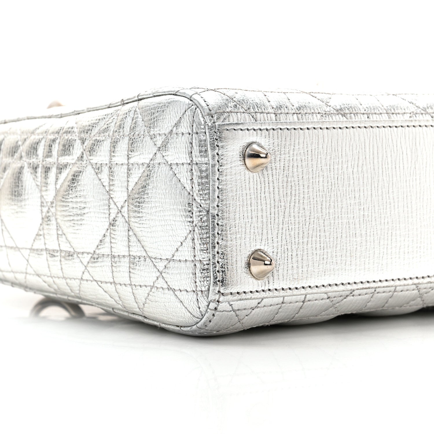 Christian Dior Metallic Grained Calfskin Cannage Small Lucky Badges My Lady Dior Silver 9 of 12