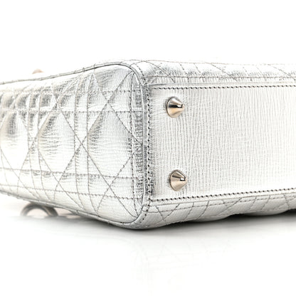 Christian Dior Metallic Grained Calfskin Cannage Small Lucky Badges My Lady Dior Silver 9 of 12