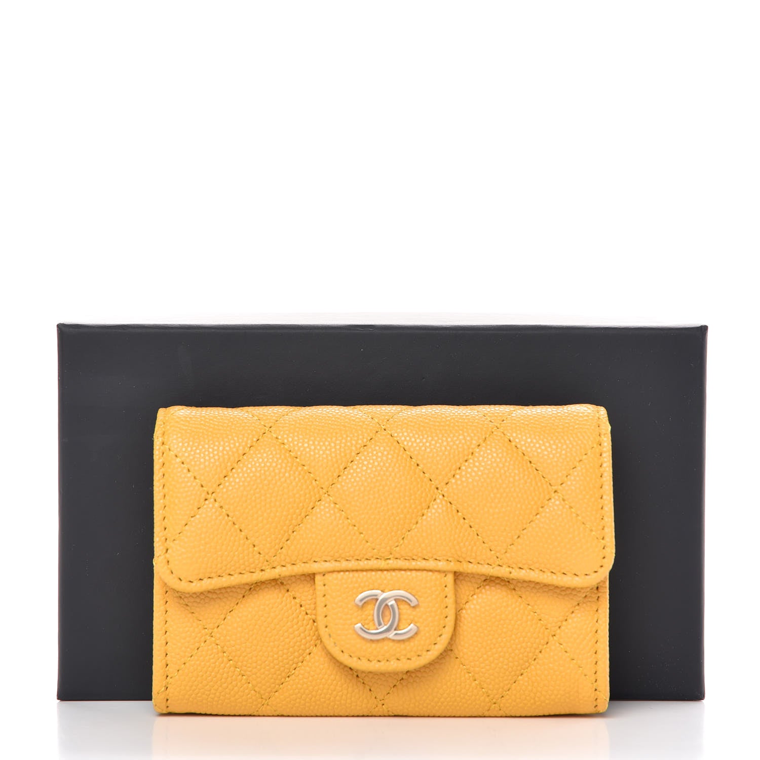 Chanel Caviar Quilted Flap Card Holder Yellow 9 of 9