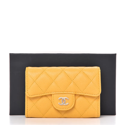 Chanel Caviar Quilted Flap Card Holder Yellow 9 of 9