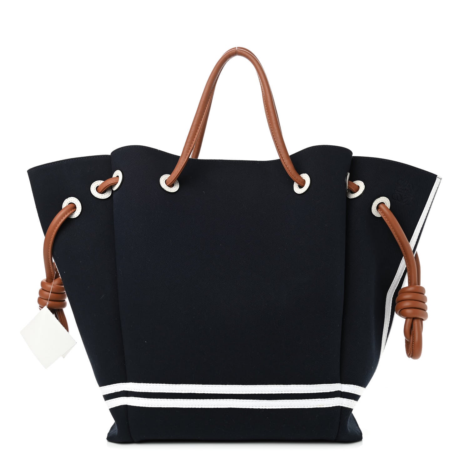 Loewe Canvas Calfskin Flamenco Knot Tote Deep Blue Soft White 1 of 8