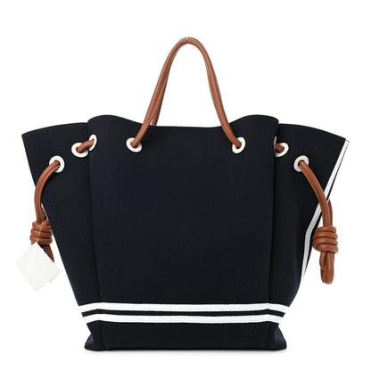 Loewe Canvas Calfskin Flamenco Knot Tote Deep Blue Soft White 1 of 8