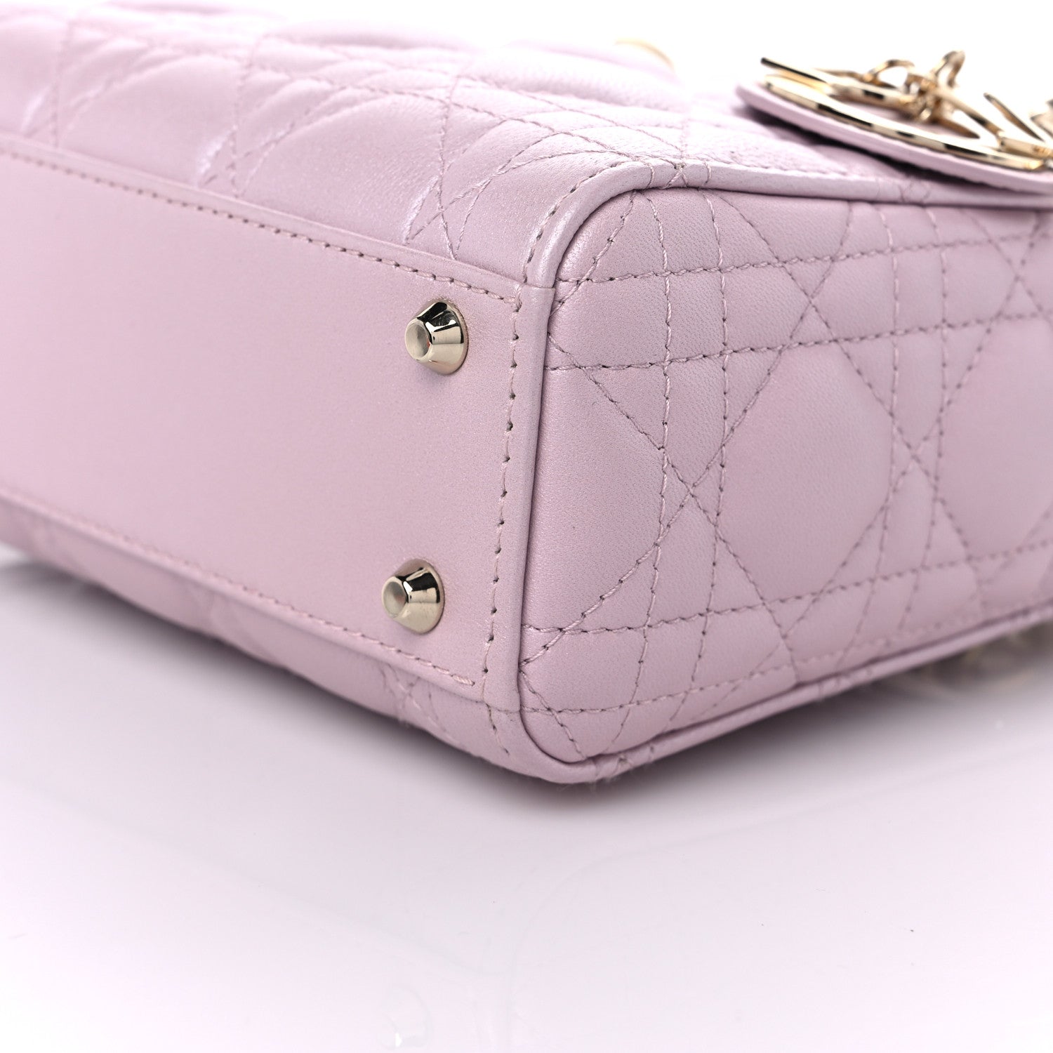 Christian Dior Metallic Lambskin Cannage Mini Lady Dior Lotus 8 of 9