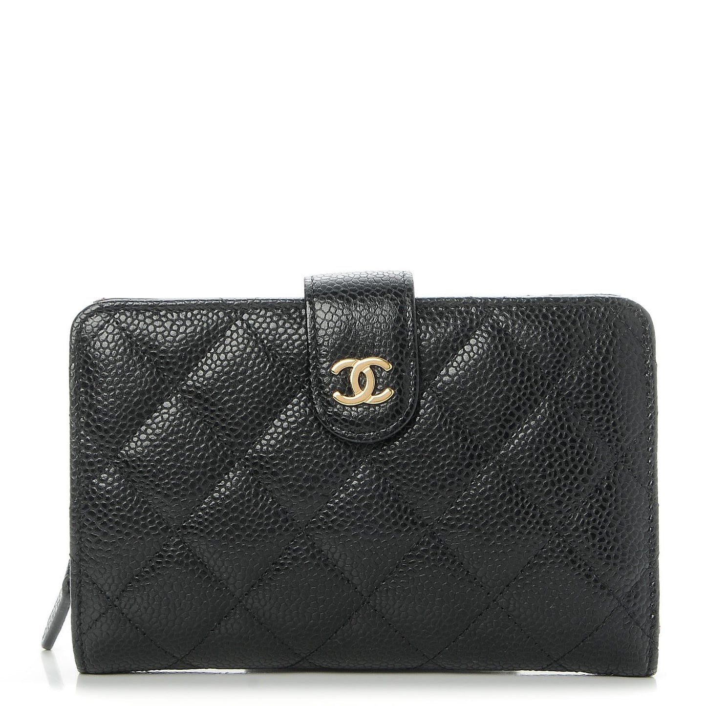 Caviar Quilted Zipped Pocket Wallet Black