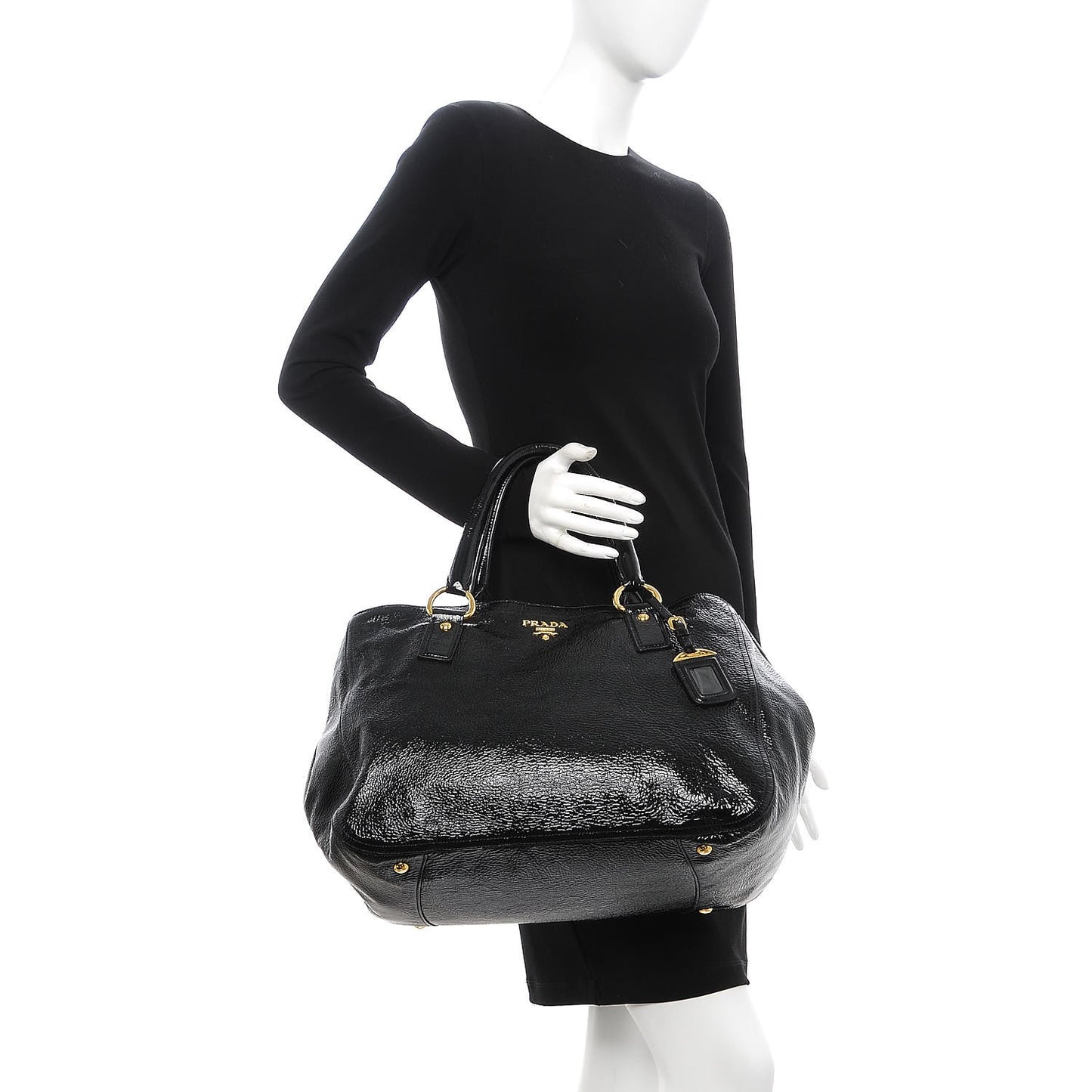 Vernice Naplak Zipper Bowler Tote Black