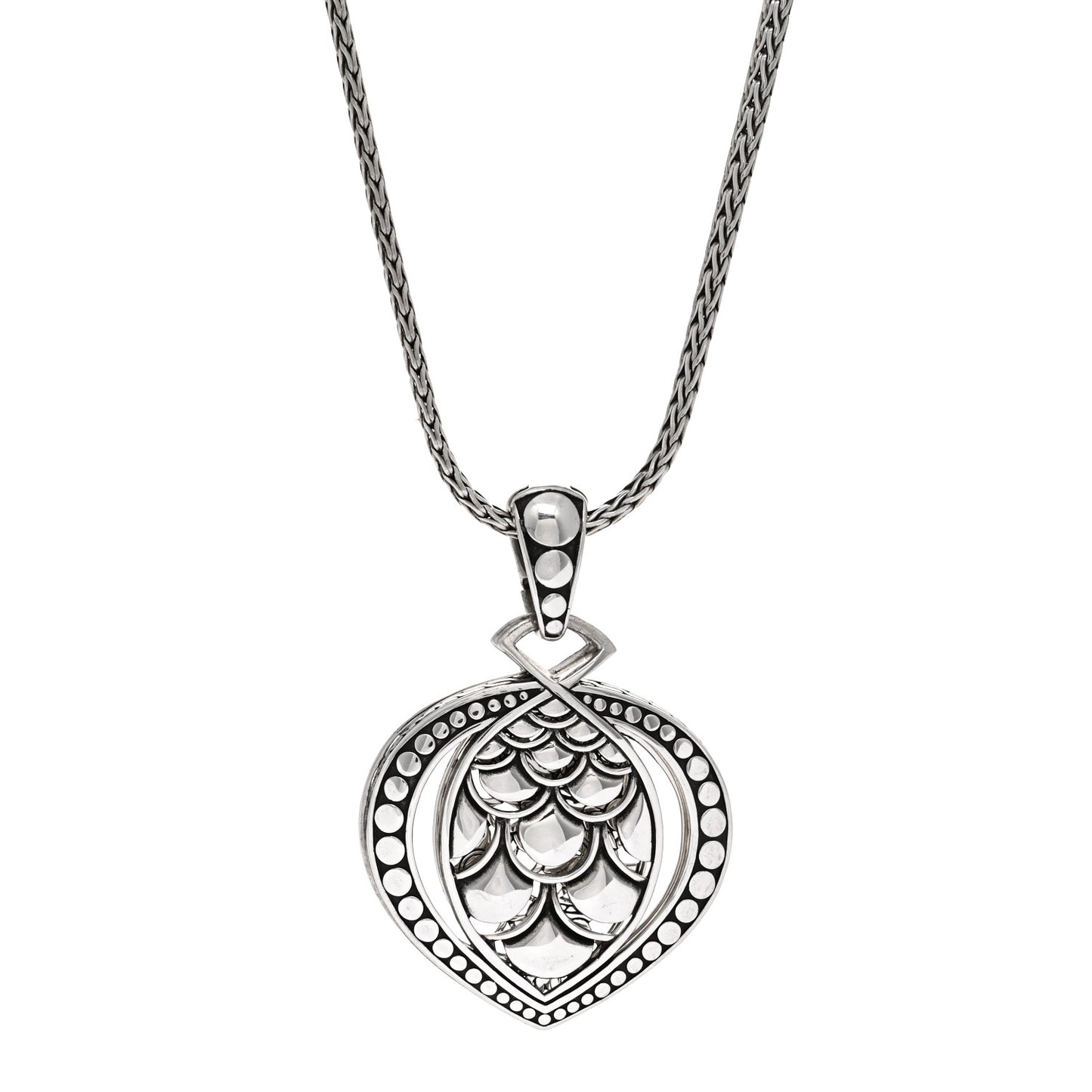 Sterling Silver Naga Double Pendant Necklace