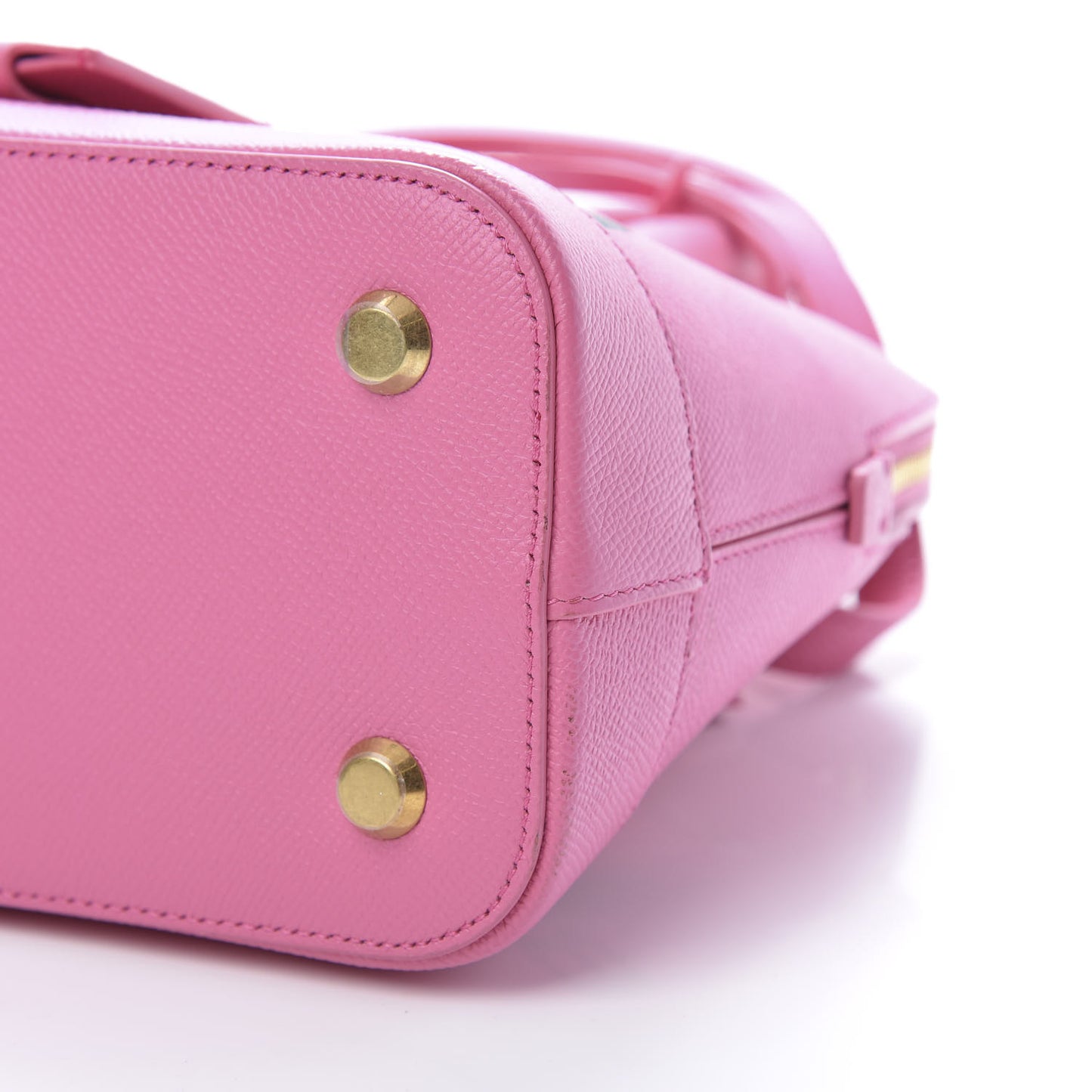 Signature Grained Calfskin S Ville Top Handle Bag Rose Bubblegum Black