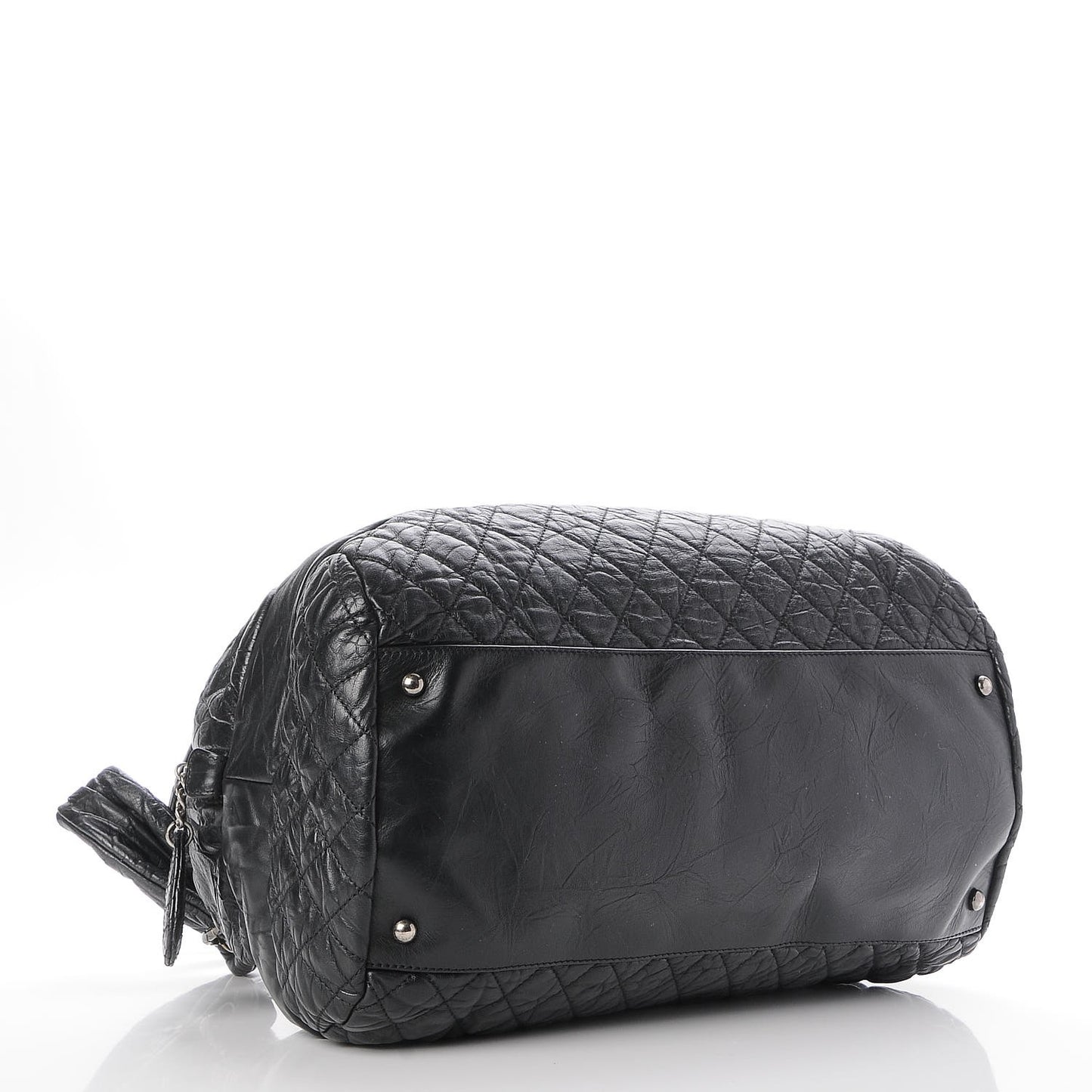 Aged Calfskin Coco Rider Bowling Bag Black