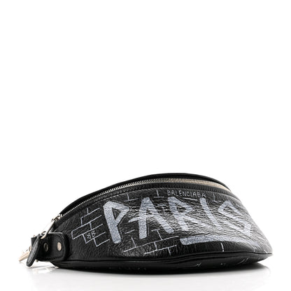 Balenciaga Agneau Arena Graffiti All Over XXS Souvenir Belt Bag Black White 4 of 7
