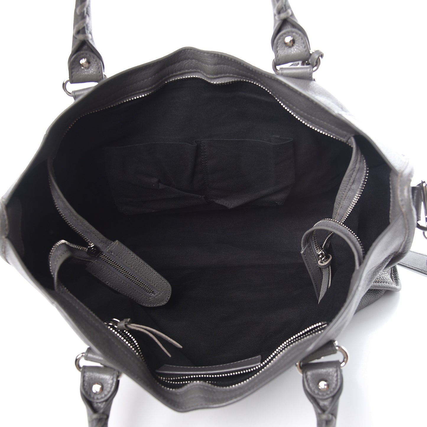 Chevre Silver Metallic Edge Hardware City Gris Acier