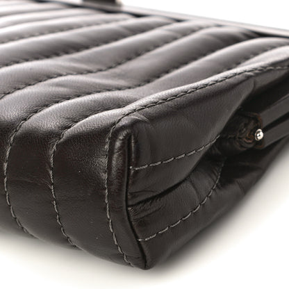 Chanel Lambskin Vertical Quilted Mademoiselle Clutch Dark Brown 10 of 10