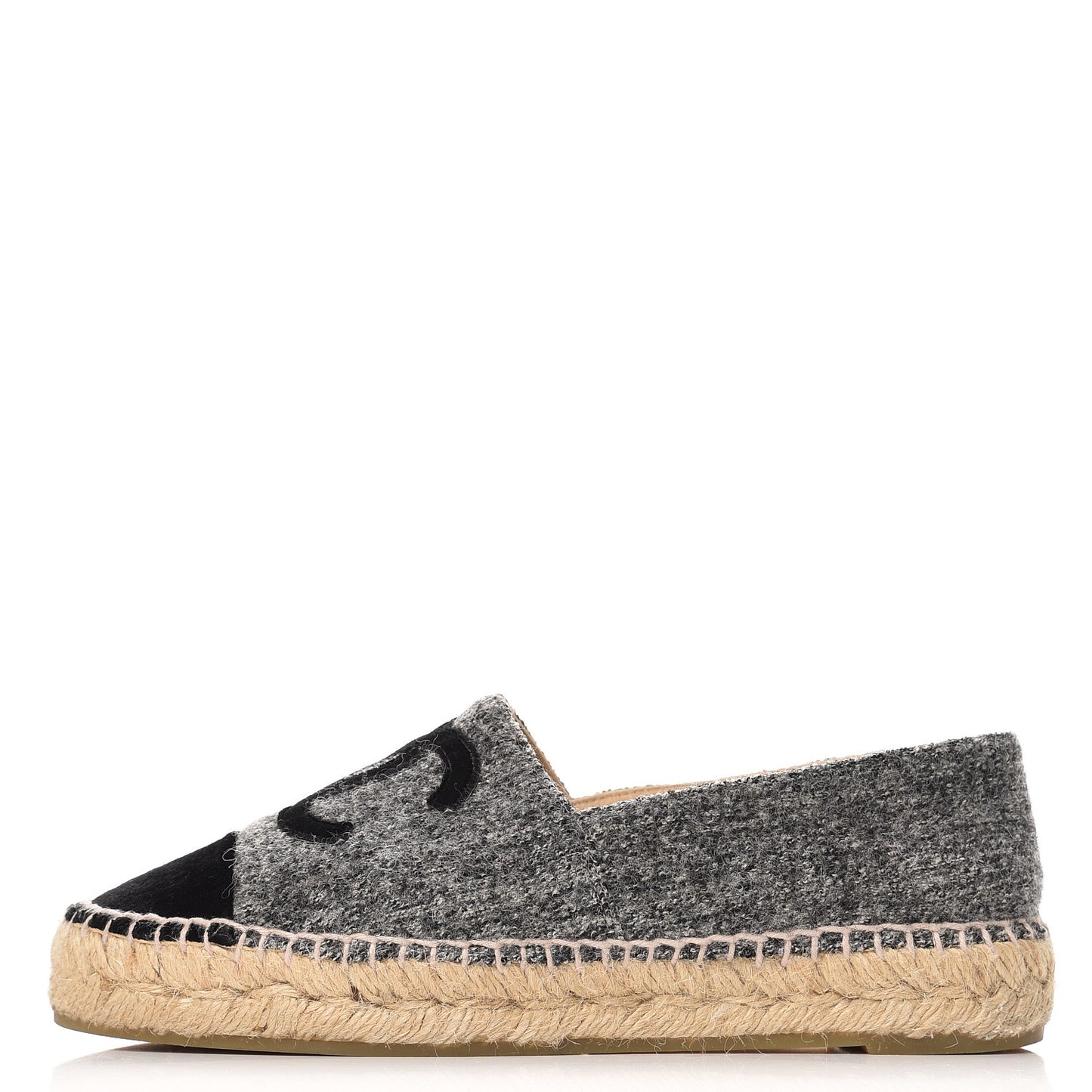 Tweed Velvet CC Espadrilles 35 Grey Black