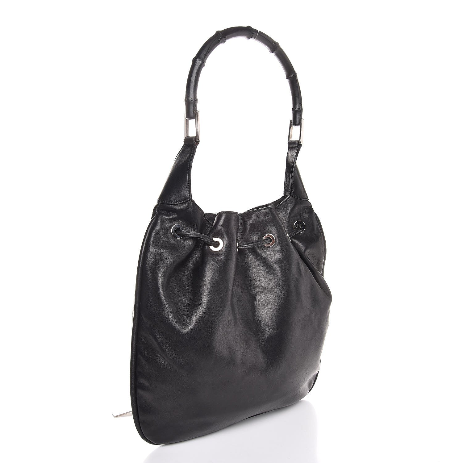 Gucci Calfskin Bamboo Top Handle Bag Black 3 of 11
