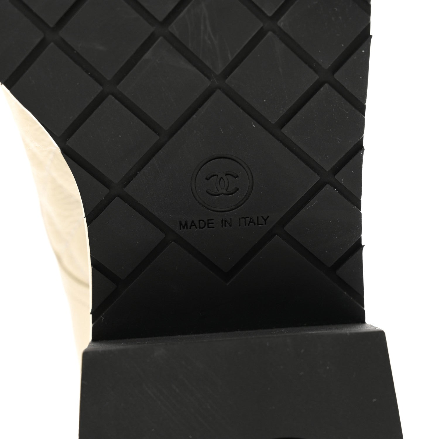 Chanel Pearly Calfskin Patent Calfskin Quilted Lace Up Boots 39 White Light Gray Black 6 of 9