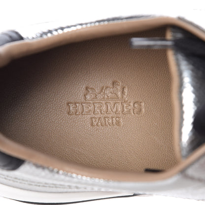 Hermes Metallic Epsom Womens Voltage Sneakers 36 Gris Argente Vieilli Black 7 of 9