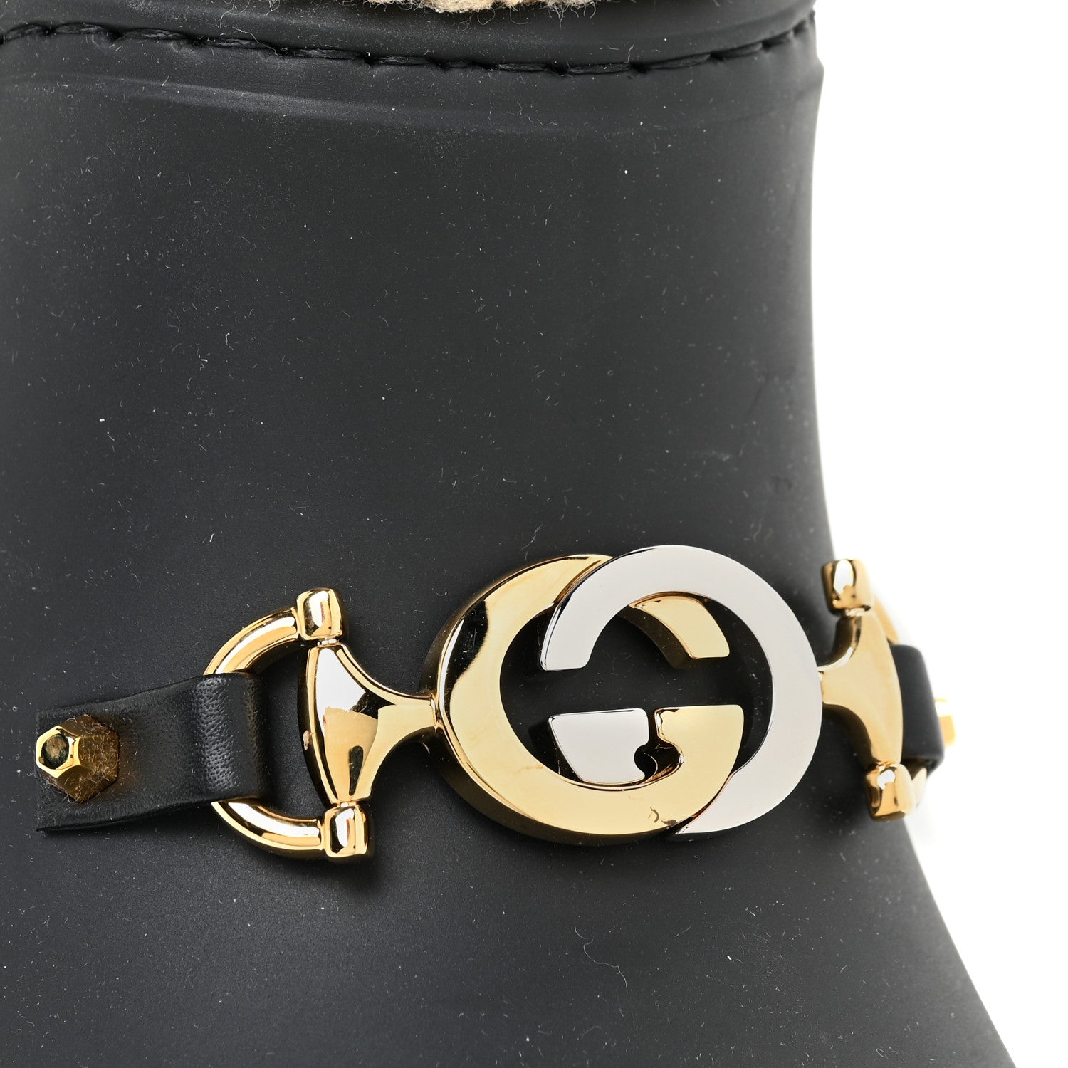 Gucci Rubber Wool Womens Crossy Ankle Boots 36 Black Butterscotch 9 of 10