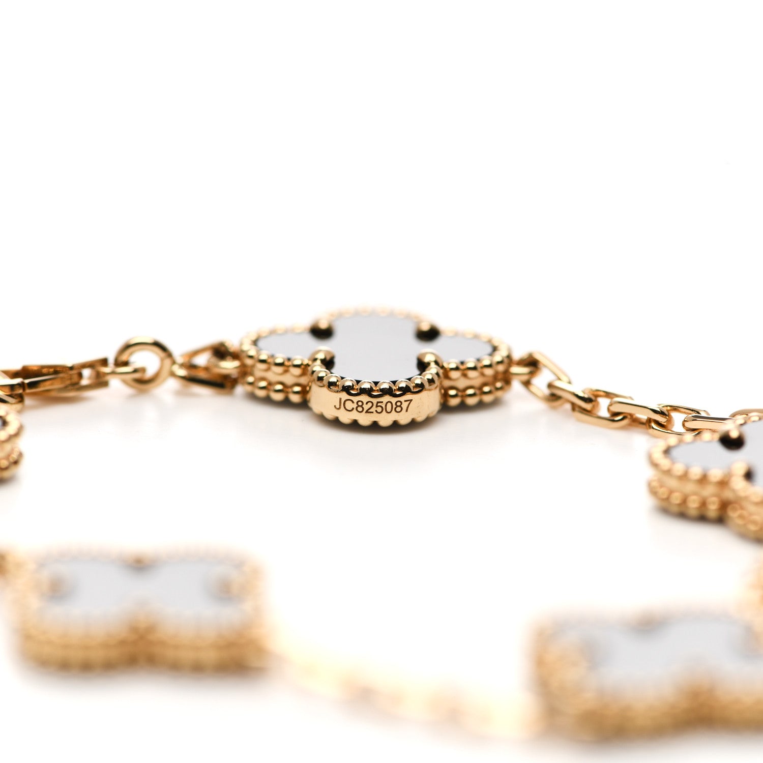 Van Cleef & Arpels 18K Yellow Gold Black Onyx 5 Motifs Vintage Alhambra Bracelet 3 of 5