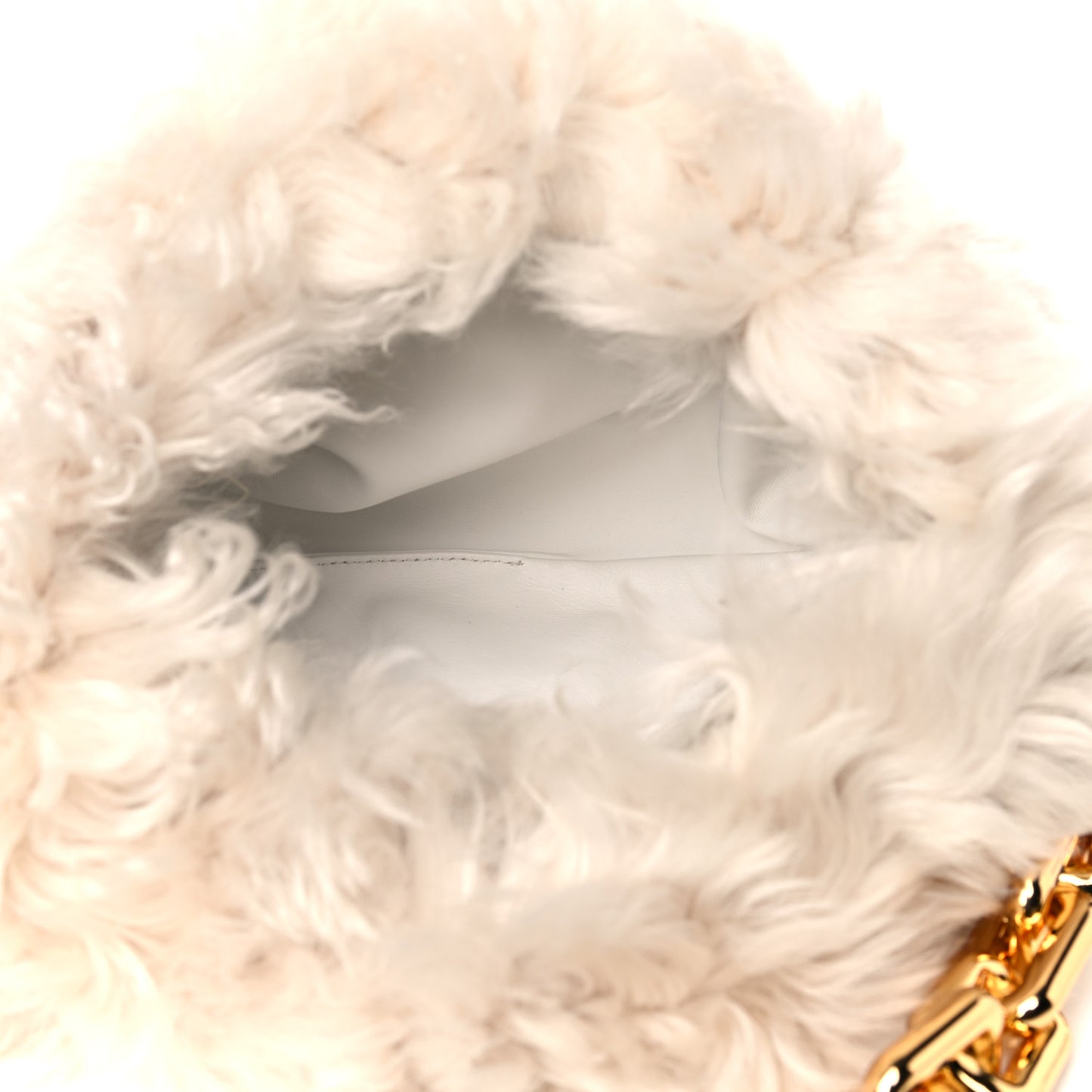 Shearling Lambskin The Pouch Chain White