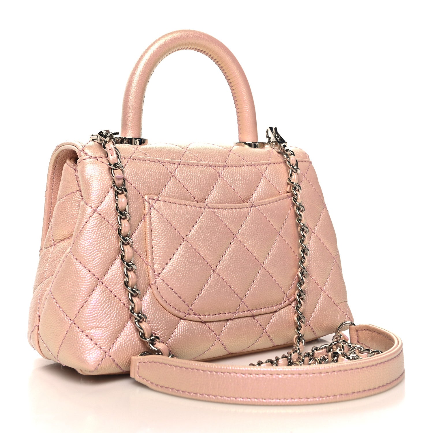 Chanel Iridescent Caviar Quilted Extra Mini Coco Handle Flap Light Pink 2 of 11