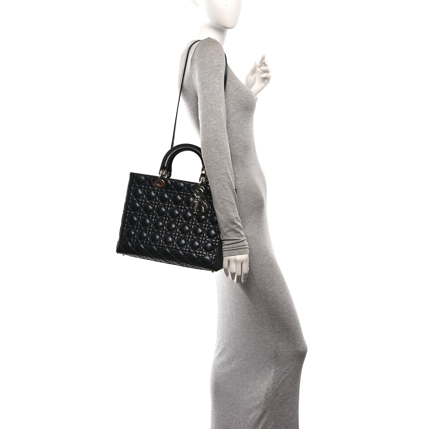 Christian Dior Lambskin Cannage Large Lady Dior Black 2 of 10