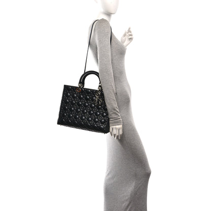 Christian Dior Lambskin Cannage Large Lady Dior Black 2 of 10