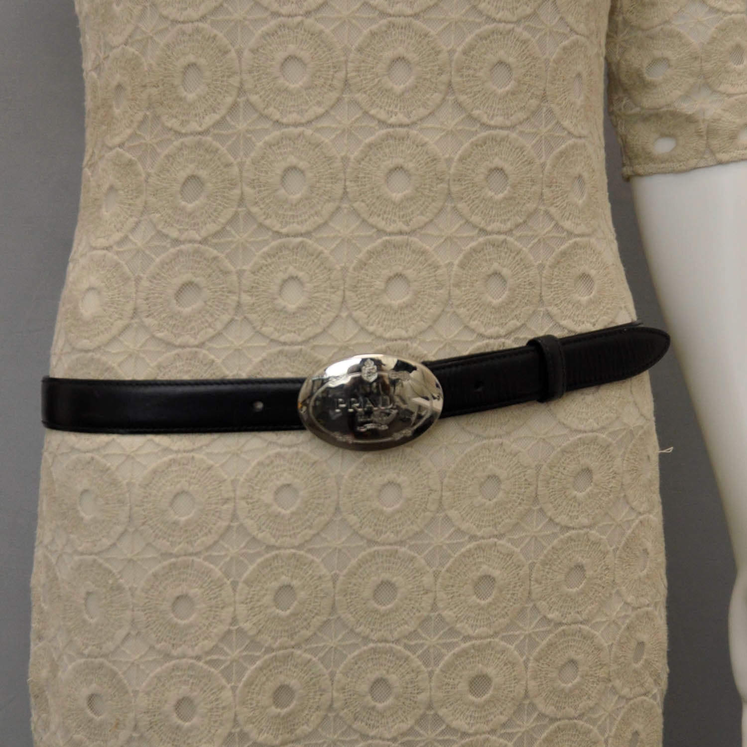 Prada Leather Logo Belt 34 Black 2 of 6