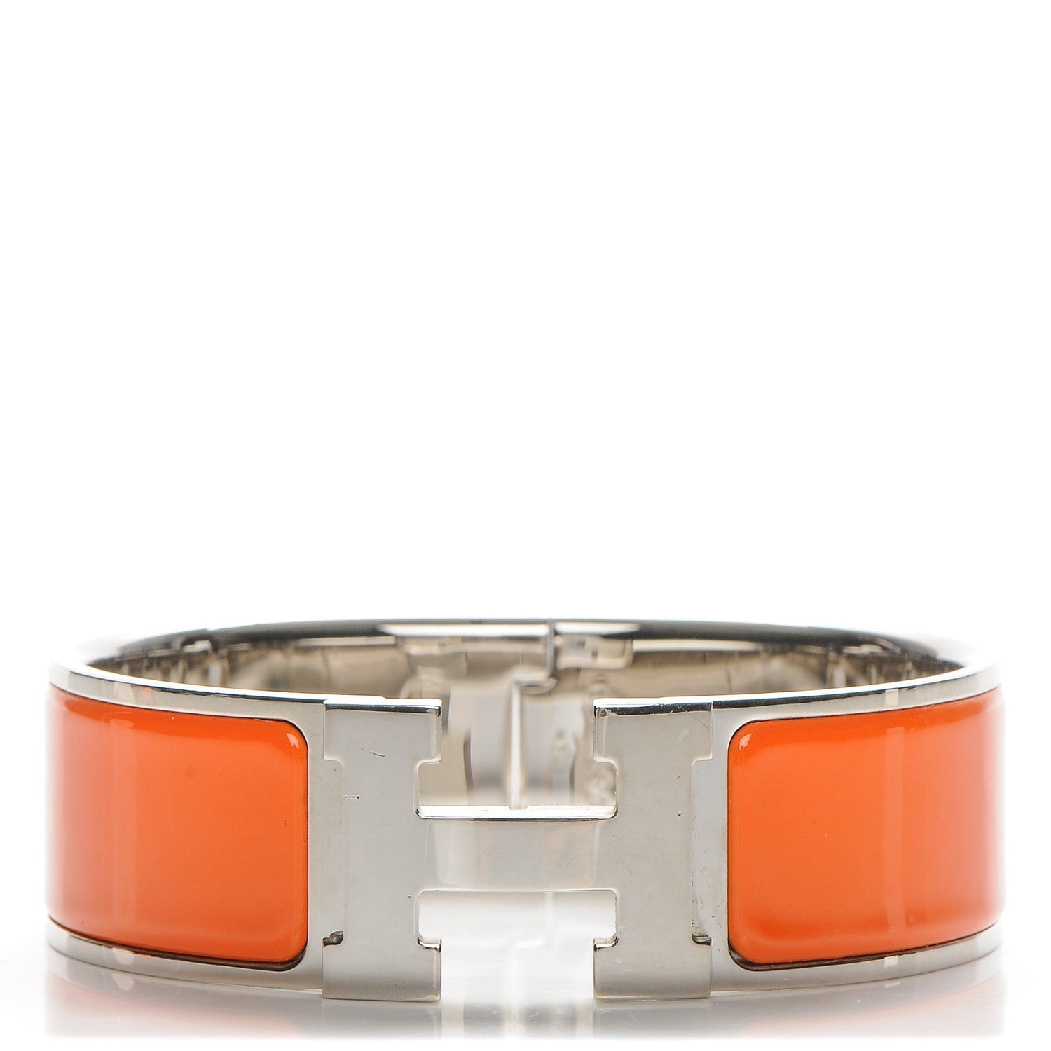 Hermes Enamel Wide Clic Clac H Bracelet GM Orange 1 of 5
