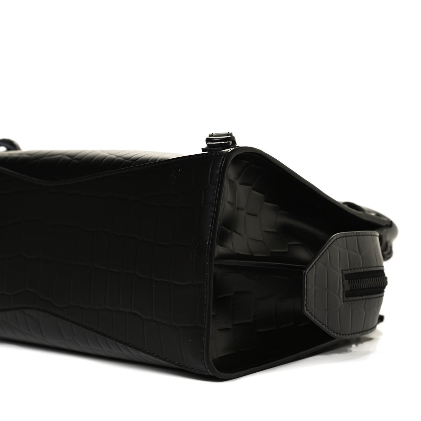 Semi Shiny Calfskin Crocodile Embossed Neo Classic Black Hardware S City Black