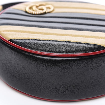 Gucci Azalea Calfskin Matelasse Diagonal Patchwork Mini Torchon GG Marmont Round Shoulder Bag Black Beige Romantic Cerise 8 of 10