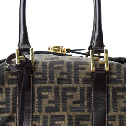 Fendi Zucca Calfskin Medium Convertible Boston Satchel Tobacco 10 of 10