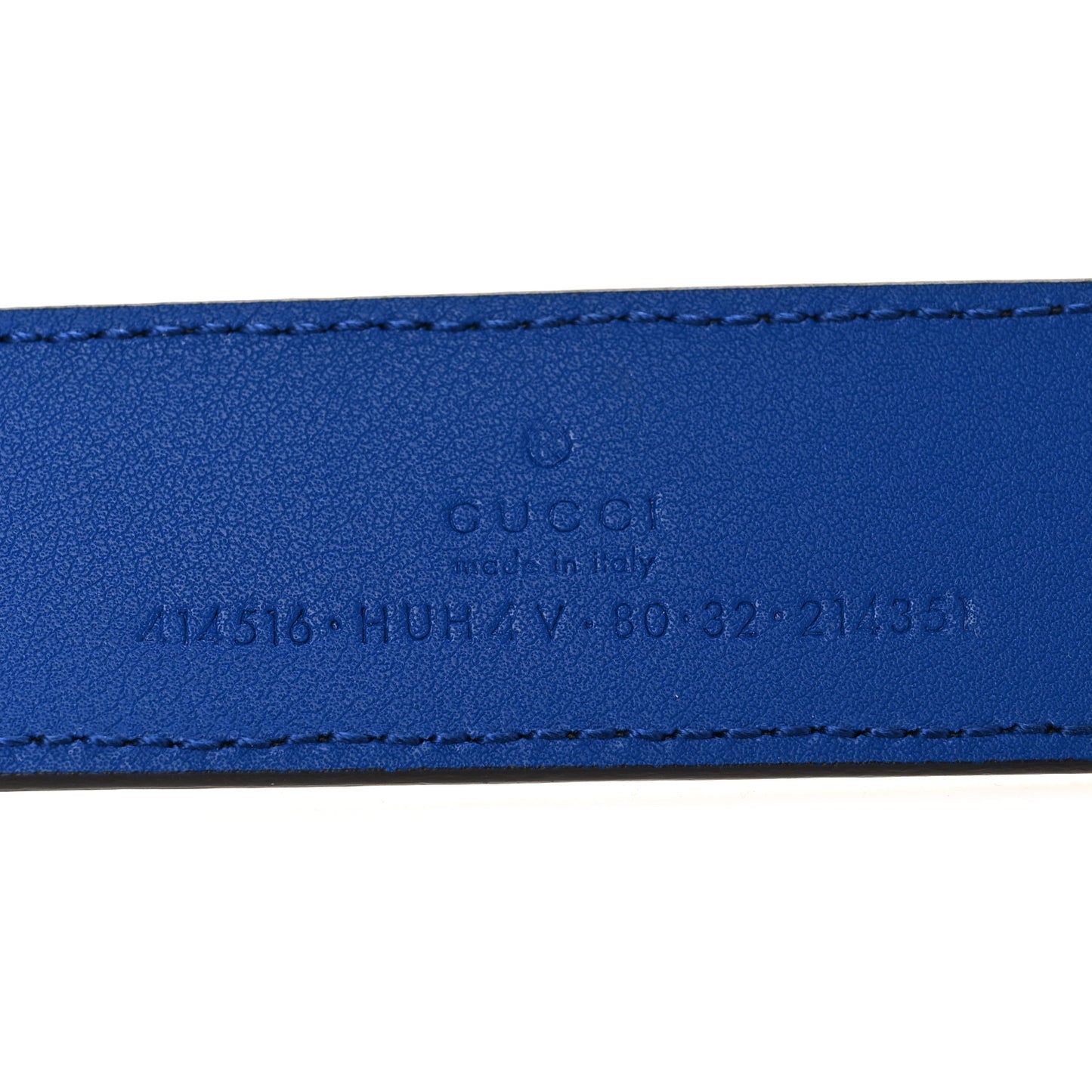 GG Supreme Monogram Plutone Calfskin Enamel Double G 30mm Belt 80 32 Black Metal Blue