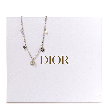 Christian Dior Crystal Petit CD Lucky Charms Necklace Silver 5 of 5