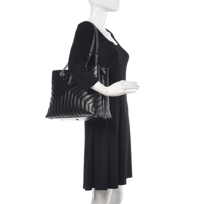 Saint Laurent Calfskin Y Quilted Monogram Large Loulou Shopper Black 2 of 10