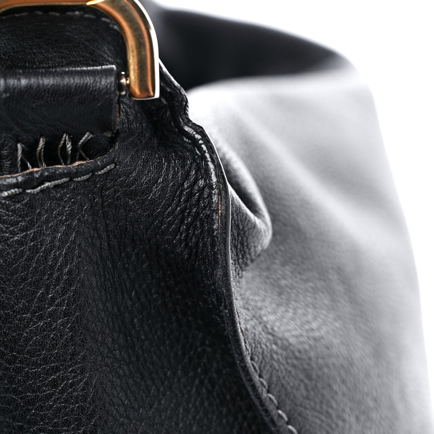Calfskin Large Marcie Satchel Black