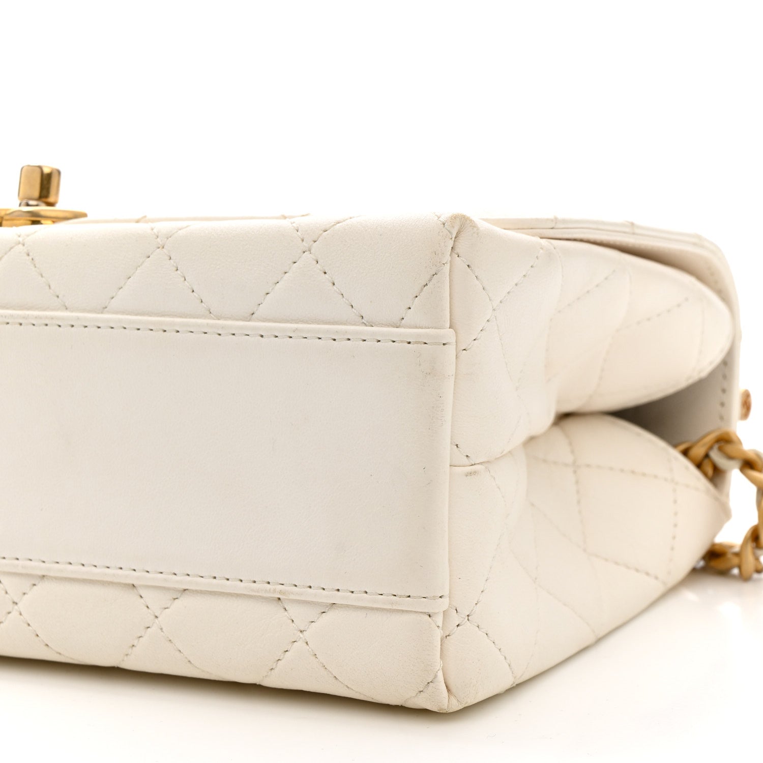 Chanel Lambskin Quilted La Parisienne Top Handle Flap White 10 of 16