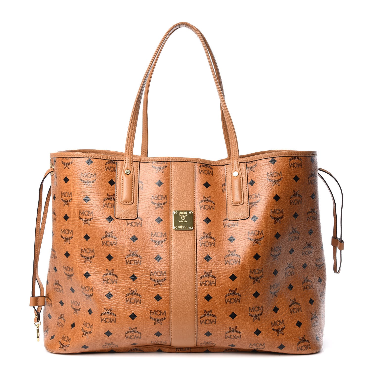 MCM Visetos Large Liz Reversible Shopper Tote Cognac 3 of 12