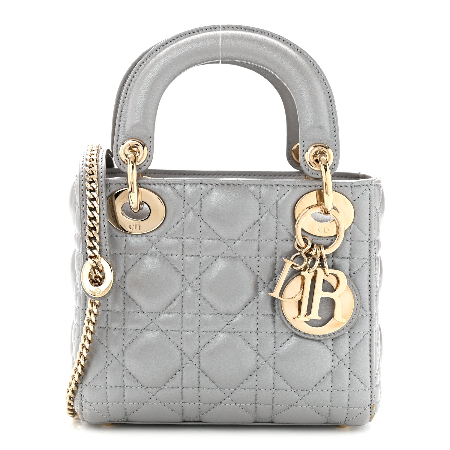 Christian Dior Lambskin Cannage Mini Lady Dior Gray Opaline Gray Opaline 1 of 10