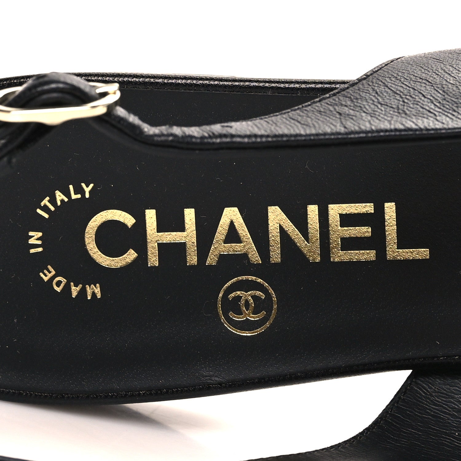 Chanel Goatskin Grosgrain Pointed Toe CC Slingback Flats 36.5 Black 7 of 8
