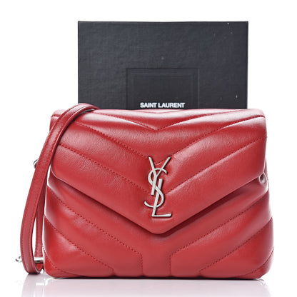 Saint Laurent Calfskin Y Quilted Monogram Toy Loulou Crossbody Bag Red 12 of 12