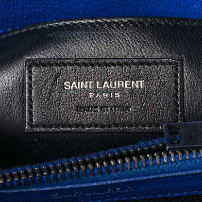 Saint Laurent Sheepskin Matelasse Chevron Monogram Medium College Bag Royal Blue 6 of 9